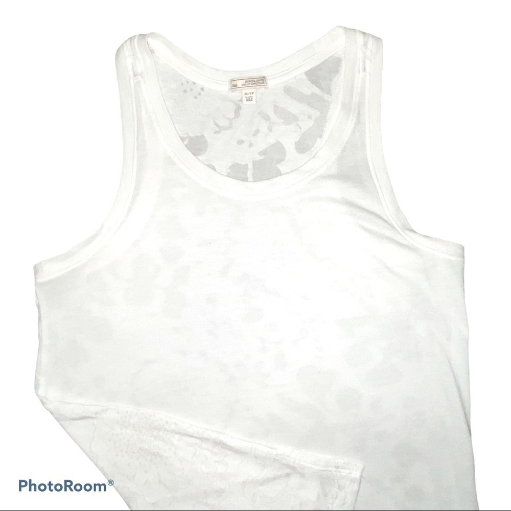 Gap white tank top. sheer floral racer back.